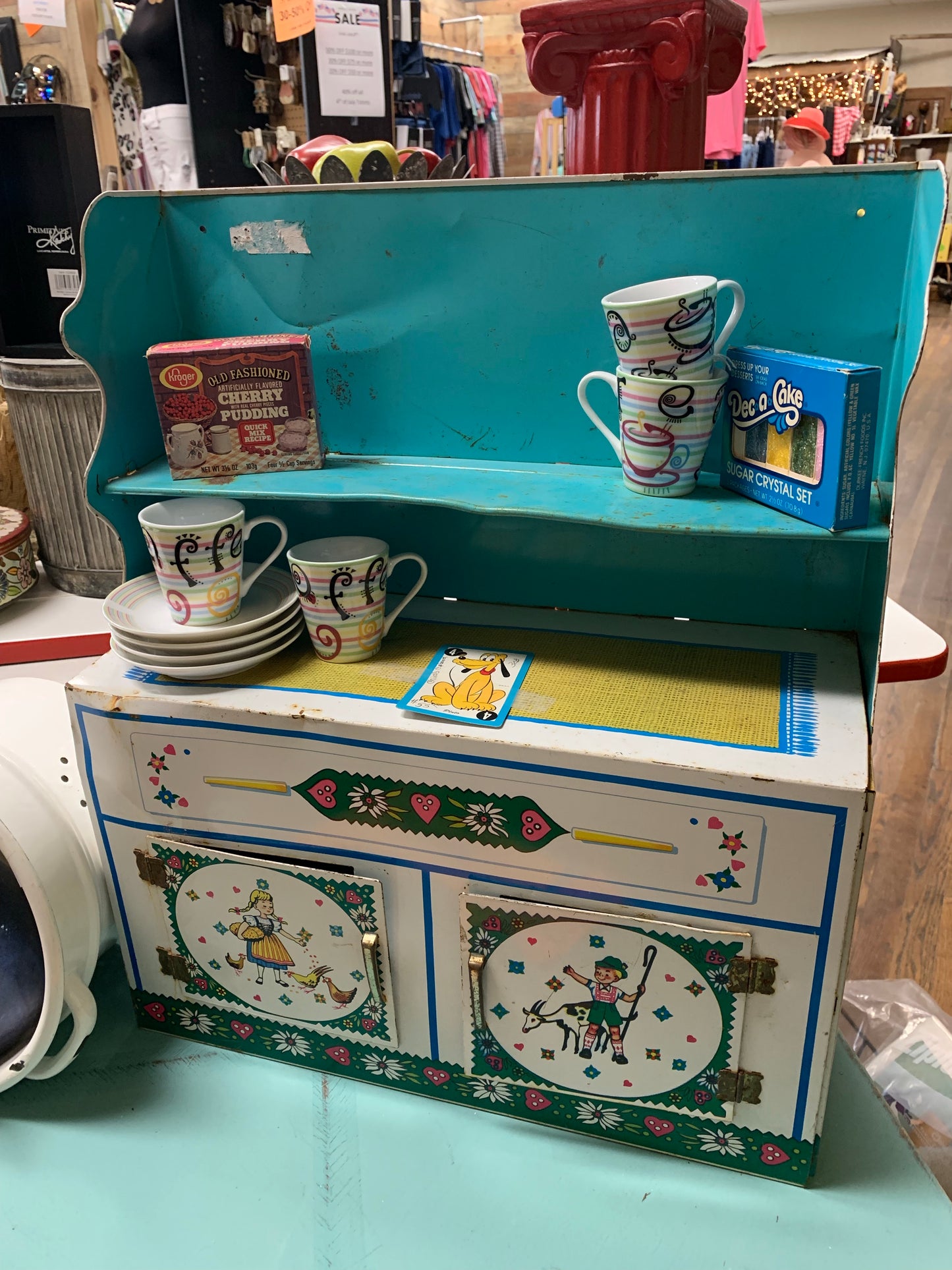 Antique Child’s Play Kitchen Cabinet Metal