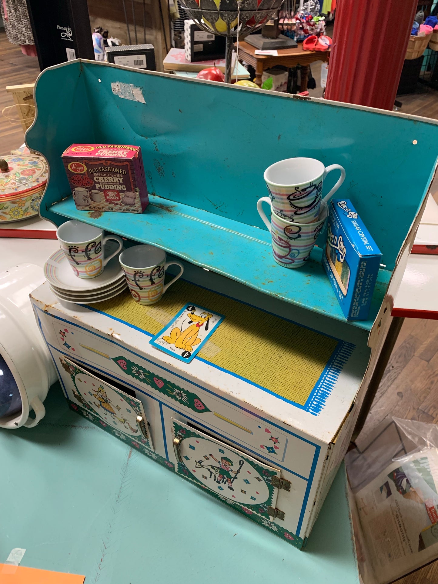 Antique Child’s Play Kitchen Cabinet Metal