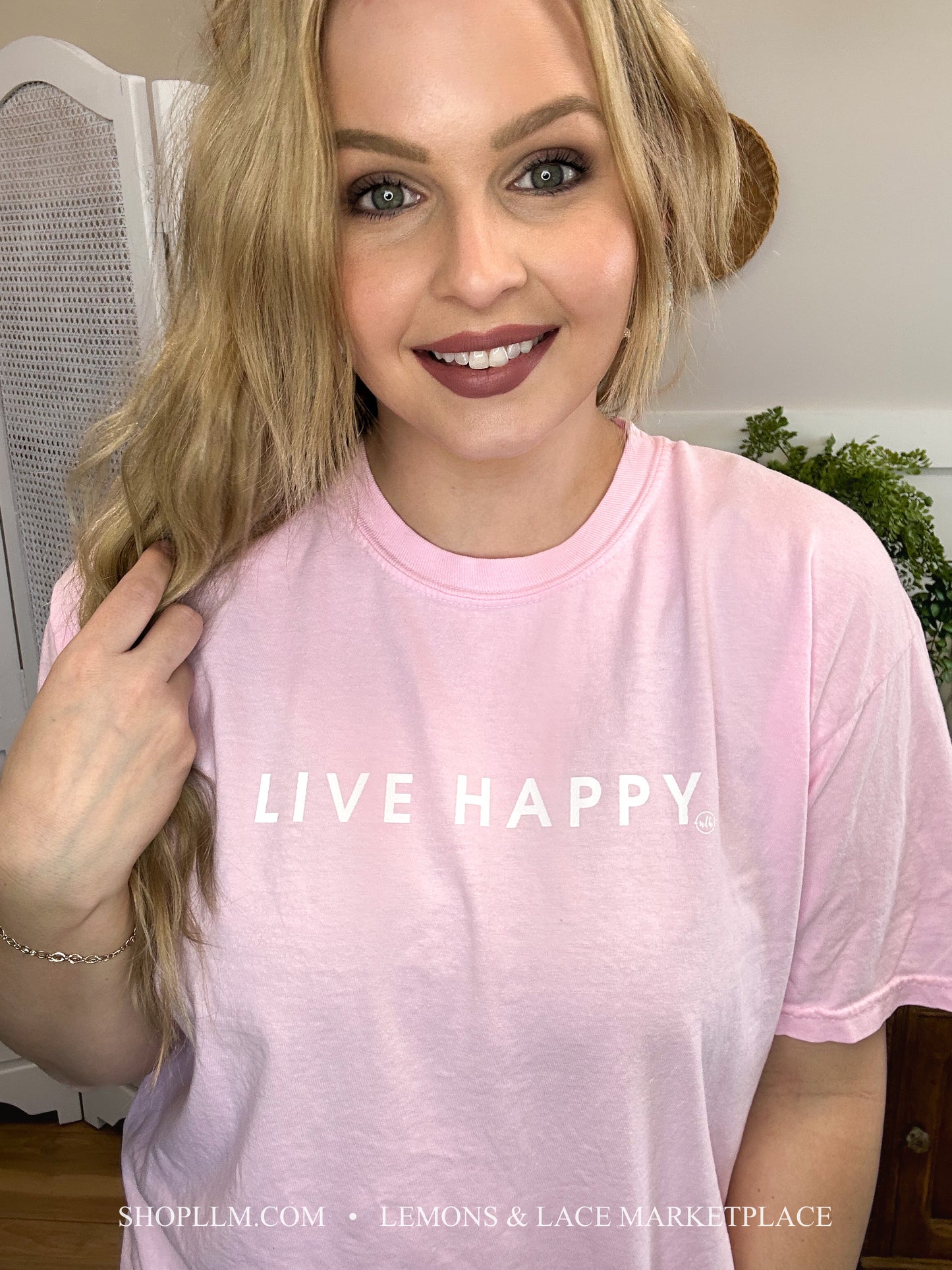 Live Happy Pink Graphic Tee