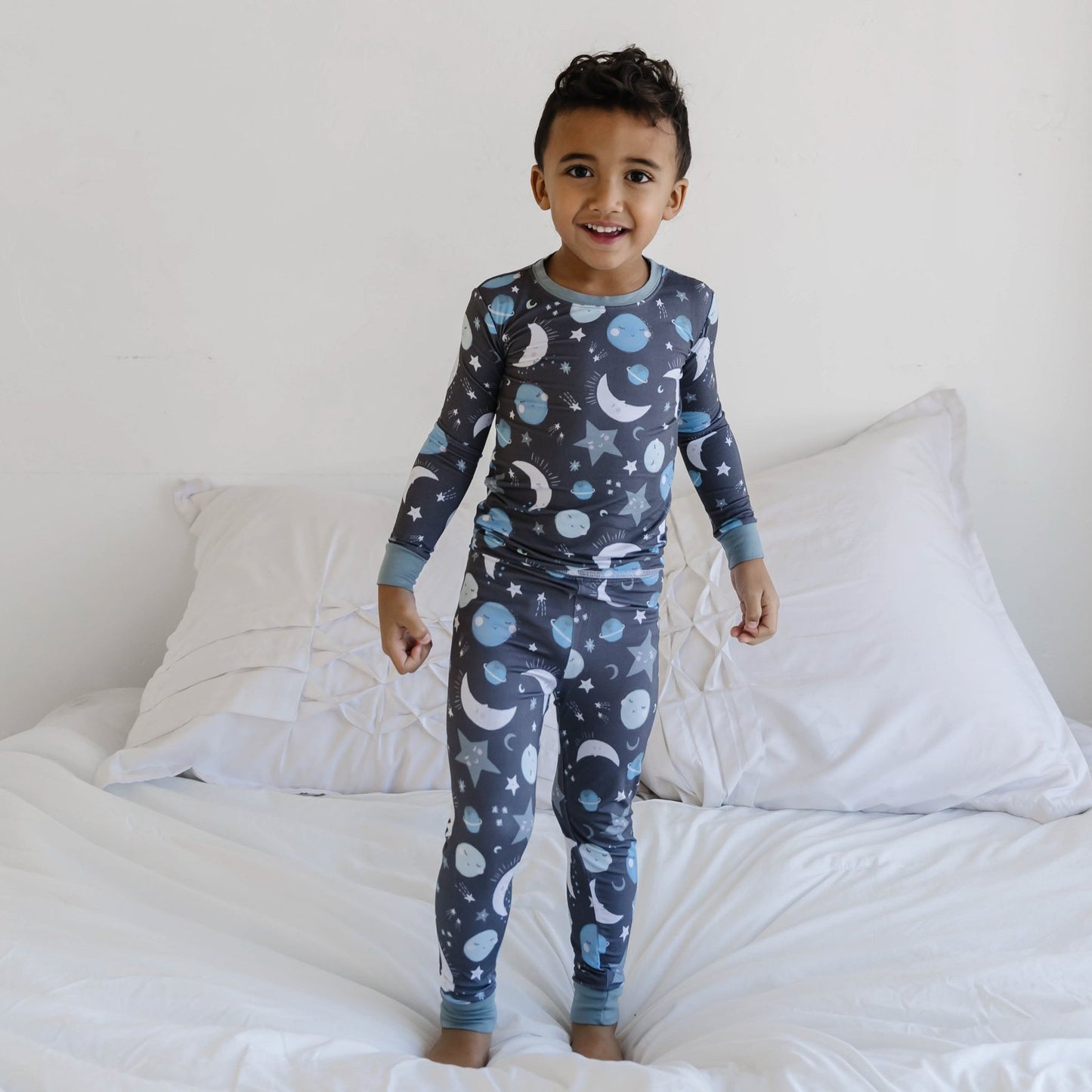 Blue To the Moon & Back Two-Piece Bamboo Viscose Pajama Set
